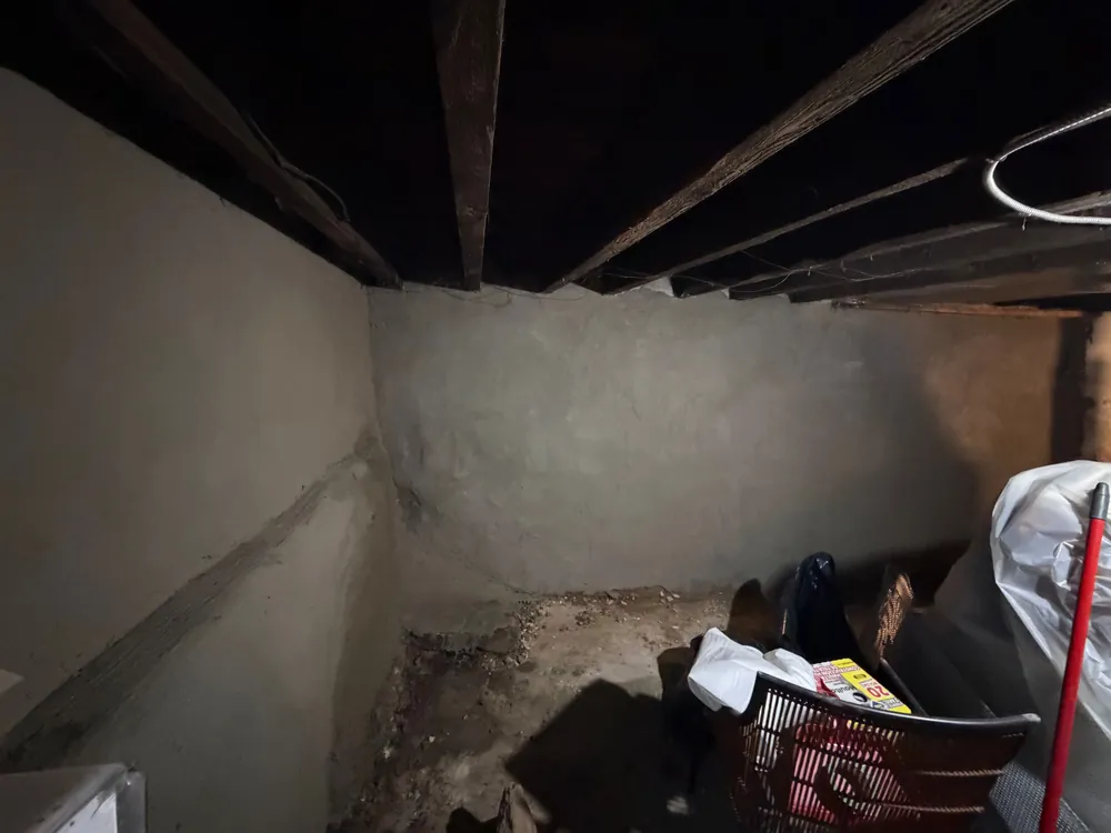 Basement walls parged smooth and sealed